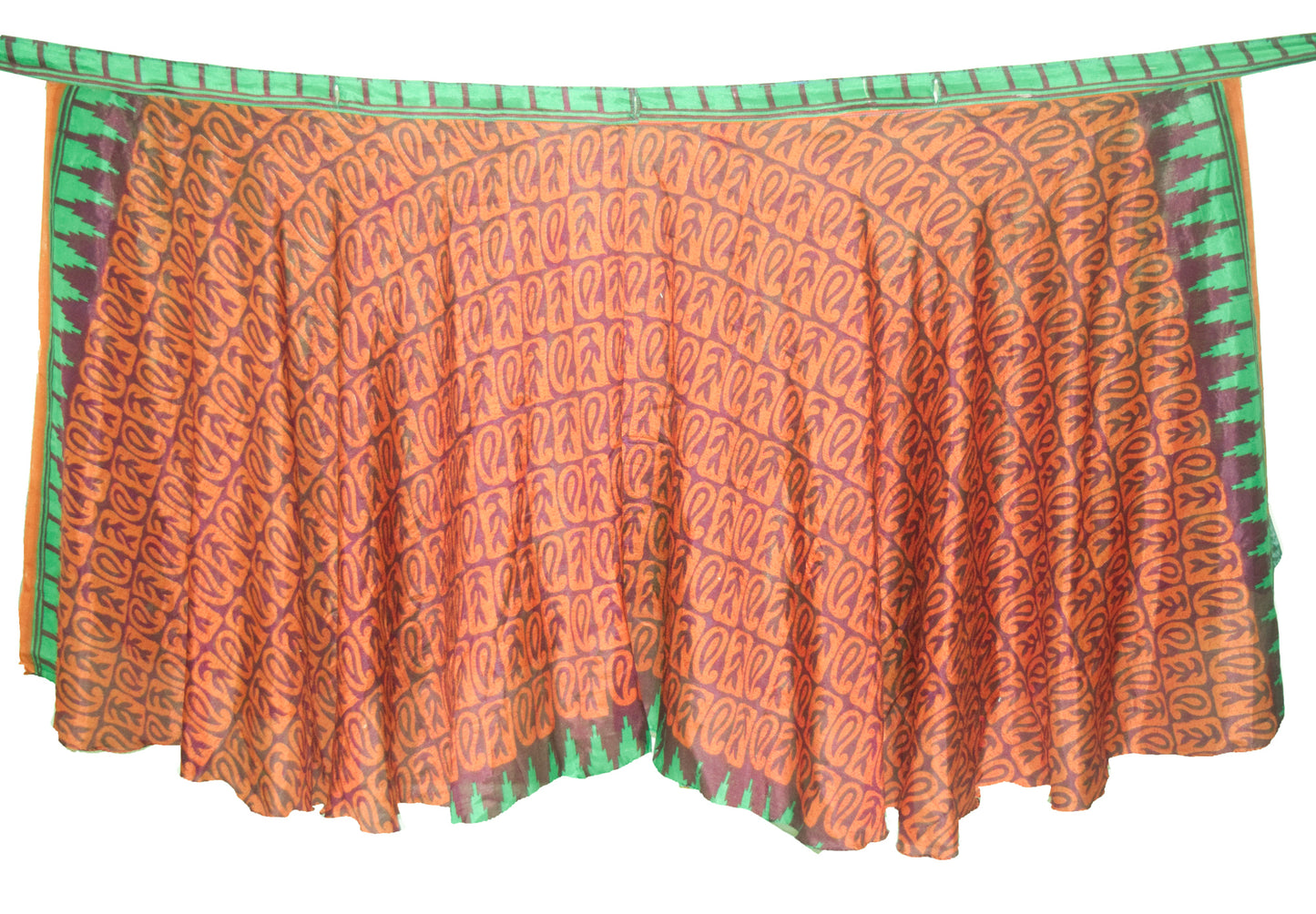 Sushila Vintage Art Silk Saree Magic Wrap Reversible Skirt Beach Dress Green Hippie