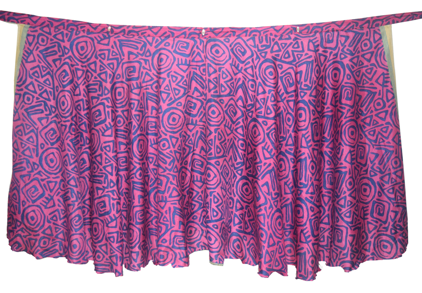 Sushila Vintage Art Silk Saree Magic Wrap Reversible Skirt Beach Dress Dark Pink