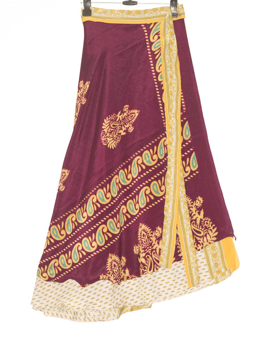 Sushila Vintage Silk Saree Double Layer Magic Wrap Reversible Skirt Beach Dress