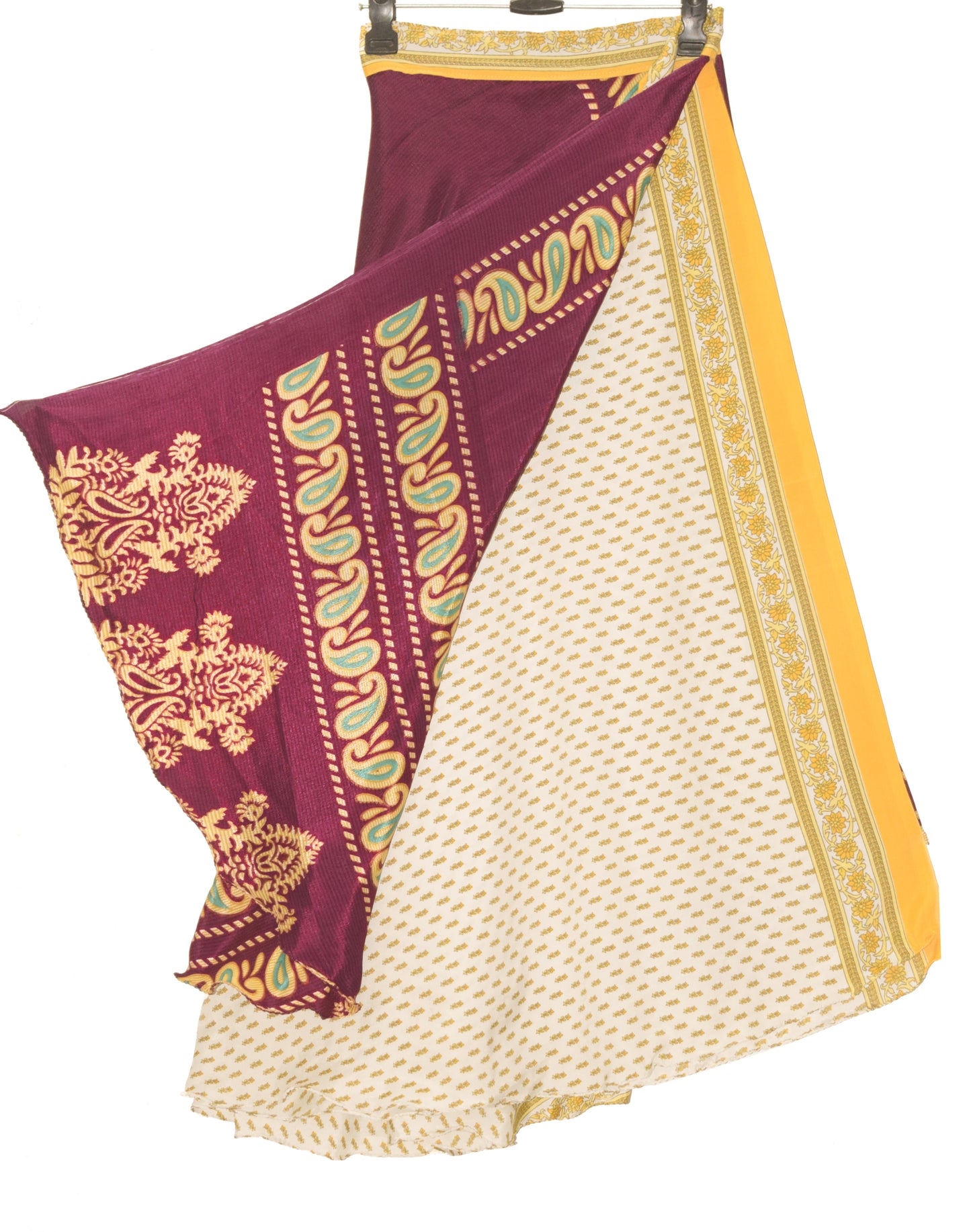 Sushila Vintage Silk Saree Double Layer Magic Wrap Reversible Skirt Beach Dress