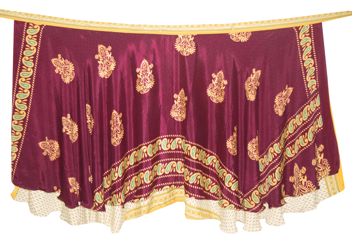 Sushila Vintage Silk Saree Double Layer Magic Wrap Reversible Skirt Beach Dress