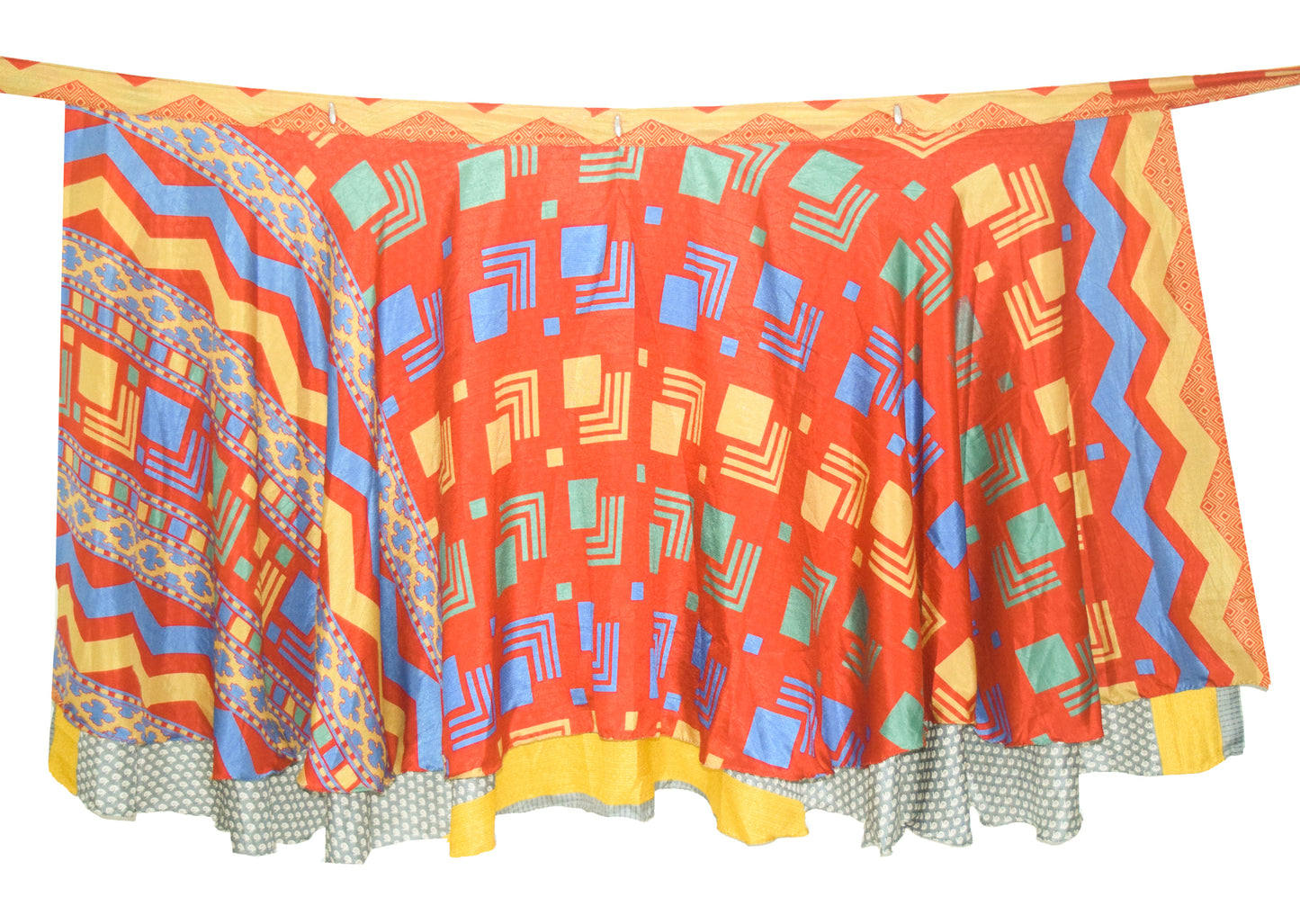 Sushila Vintage Art Silk Saree Magic Wrap Reversible Skirt Beach Dress Dark Orange