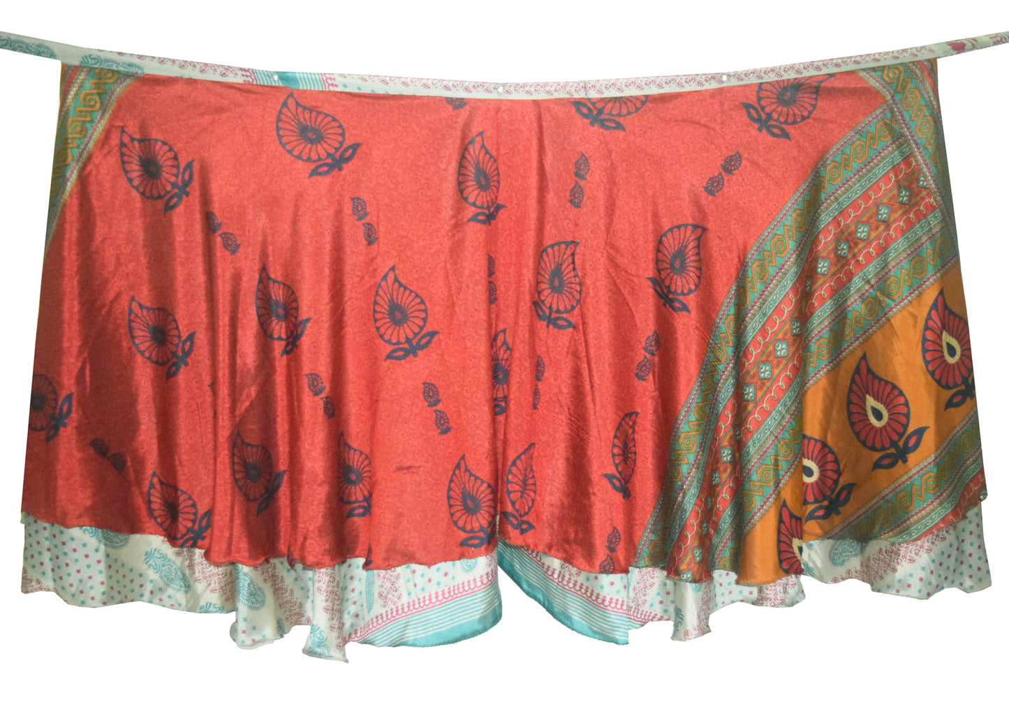 Sushila Vintage Gray 2 Layer Silk Saree Magic Wrap Reversible Skirt Beach Dress