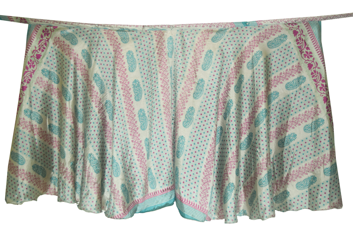 Sushila Vintage Gray 2 Layer Silk Saree Magic Wrap Reversible Skirt Beach Dress