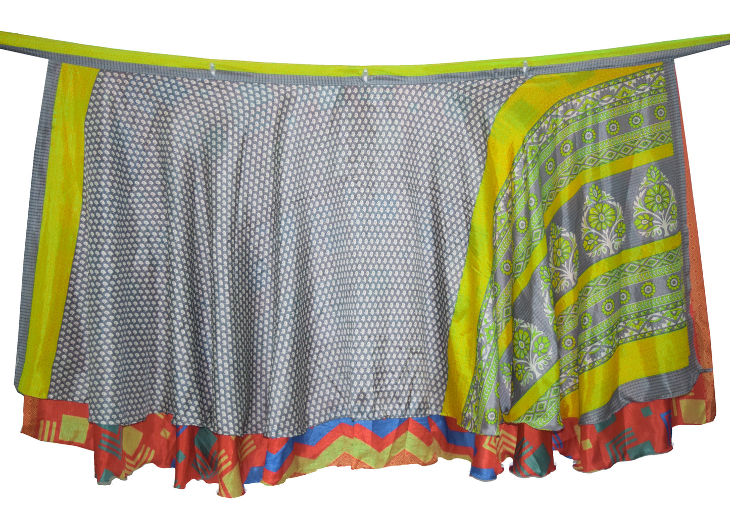 Sushila Vintage 2 Layer Silk Saree Magic Wrap Reversible Skirt Beach Dress Boho