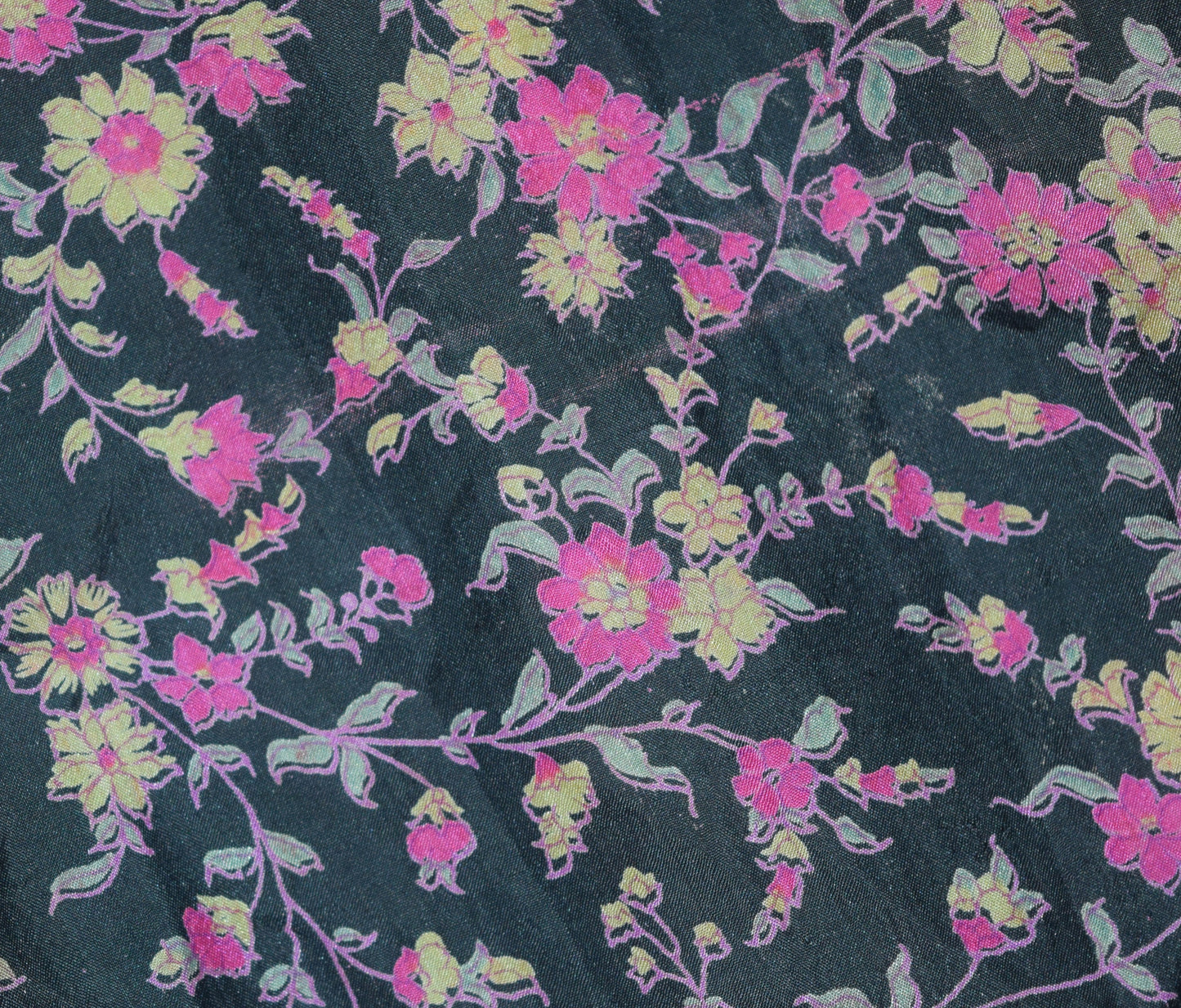 Sushila Vintage Silk Saree Magic Wrap Reversible Skirt Black Floral Beach Dress