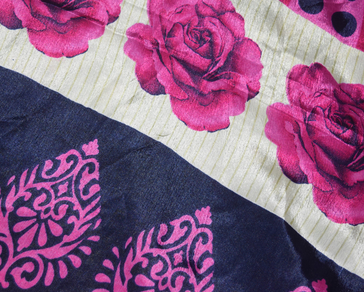 Sushila Vintage Silk Saree Magic Wrap Reversible Skirt Black Floral Beach Dress