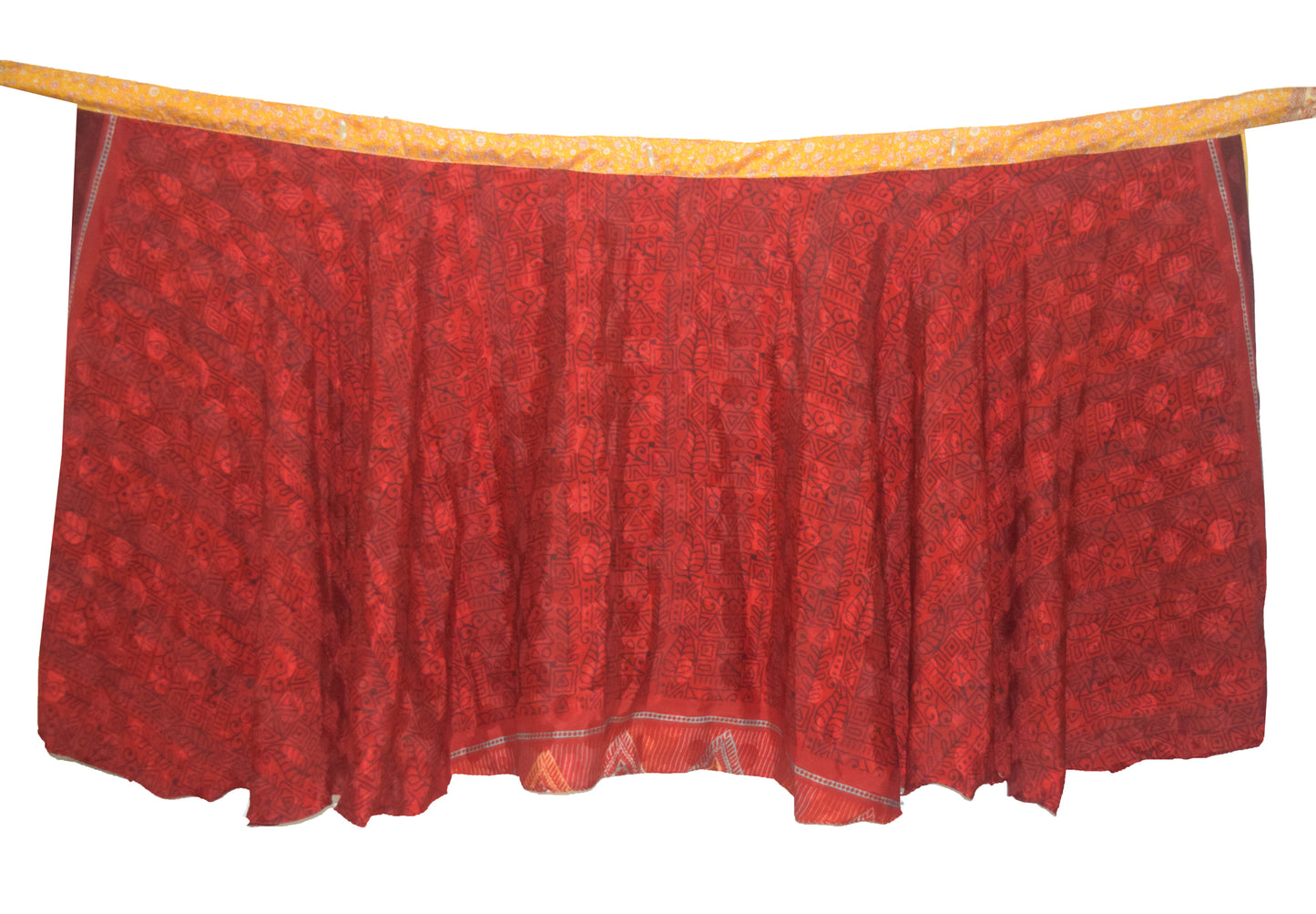 Sushila Vintage Silk Saree Magic Wrap Reversible Skirt Red 2 Layer Beach Dress