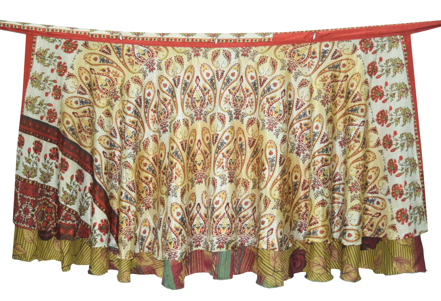 Sushila Vintage Floral Silk Saree Magic Wrap Reversible Skirt Beach Dress Hippie