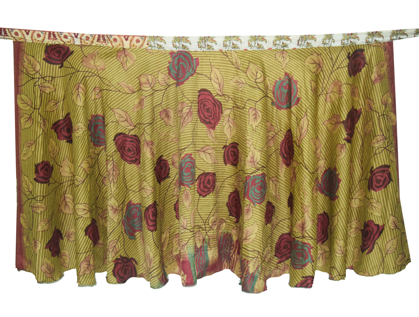 Sushila Vintage Floral Silk Saree Magic Wrap Reversible Skirt Beach Dress Hippie