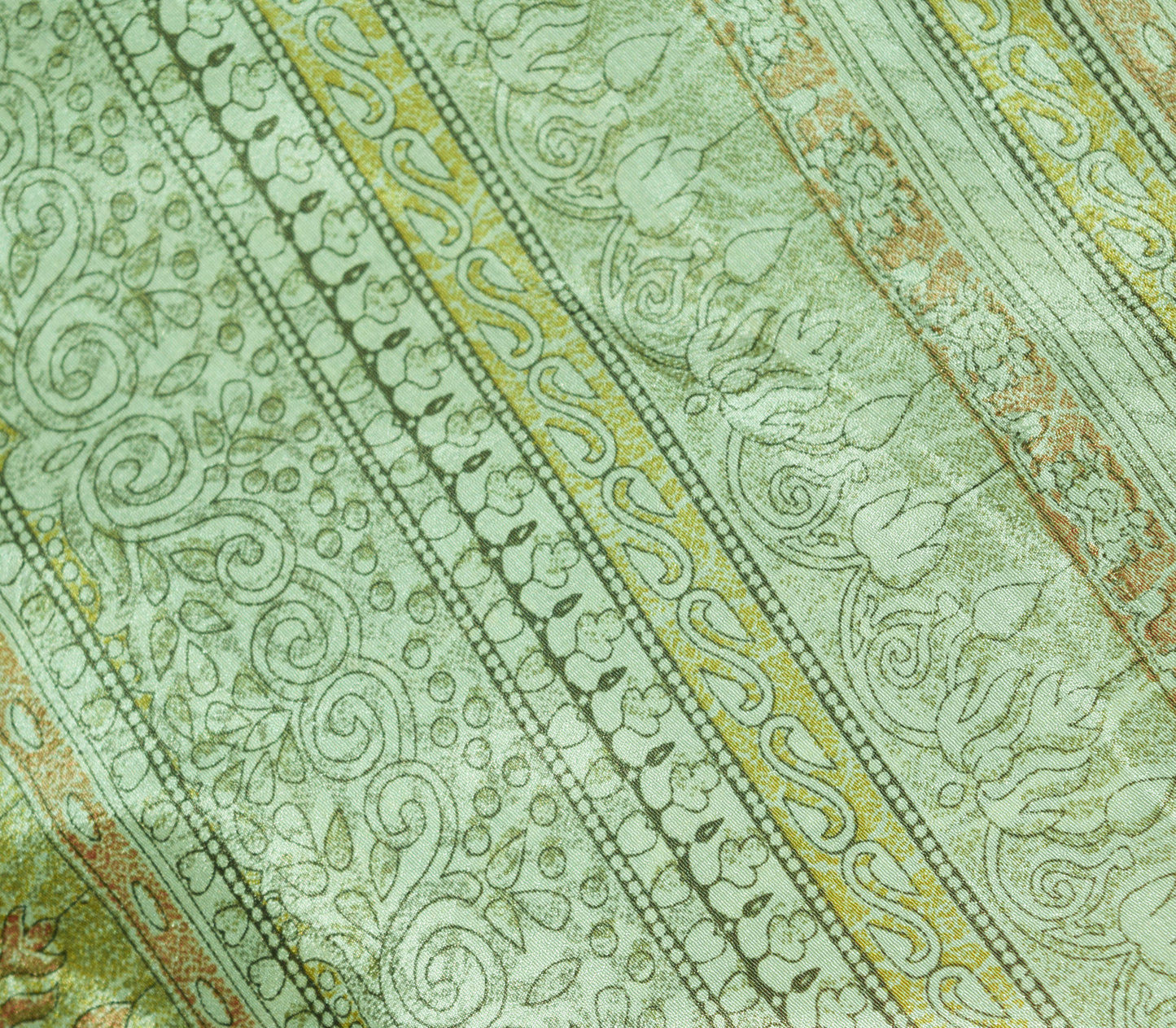 Sushila Vintage Green Floral Saree Magic Wrap Art Silk Reversible Skirt Beach Dress