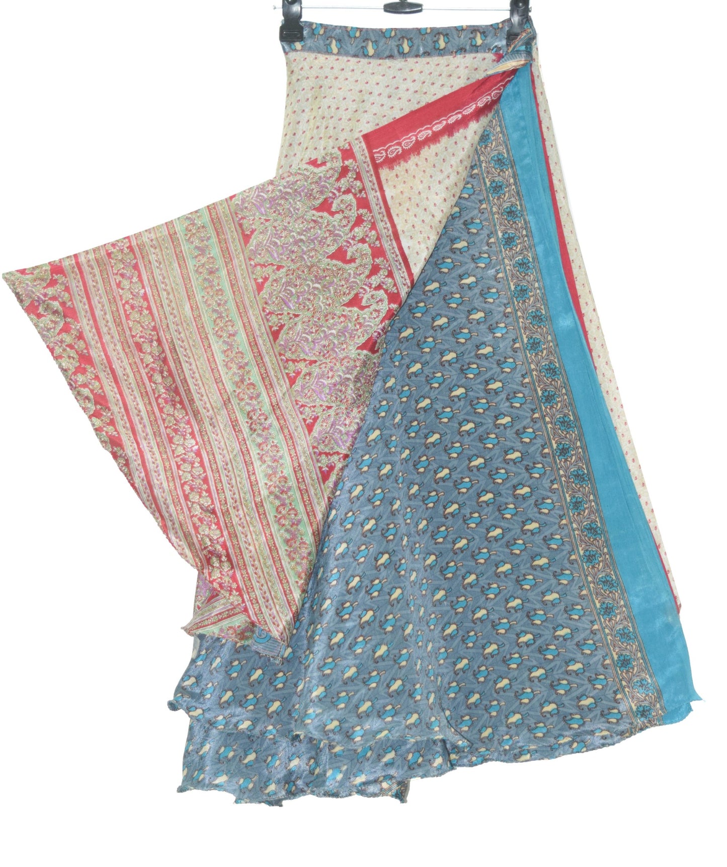 Sushila Vintage Silk Saree Magic Wrap Reversible Skirt Handmade Beach Dress
