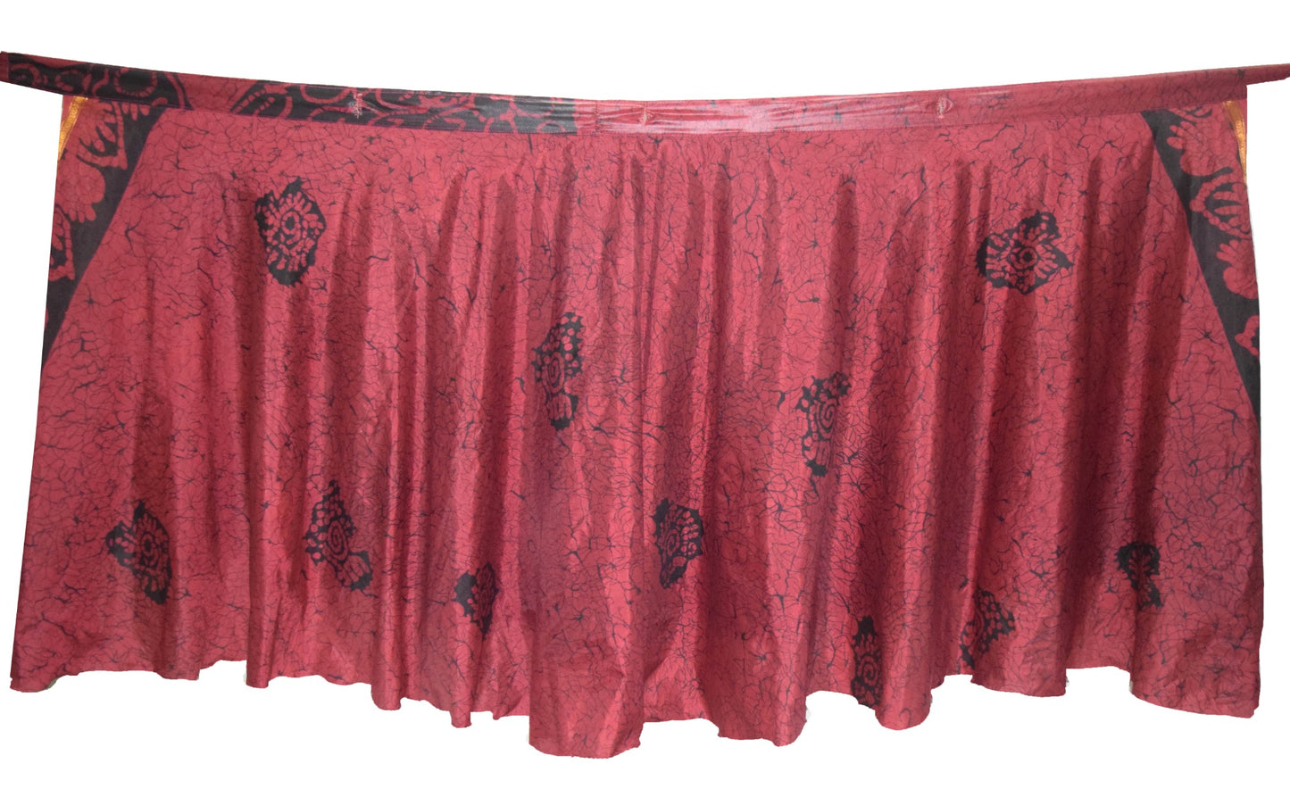 Sushila Vintage Maroon Green Saree Magic Wrap Reversible Skirt Art Silk Beach Dress