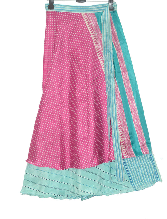 Sushila Vintage Silk Saree Magic Wrap Reversible Skirt Handmade Beach Dress Boho