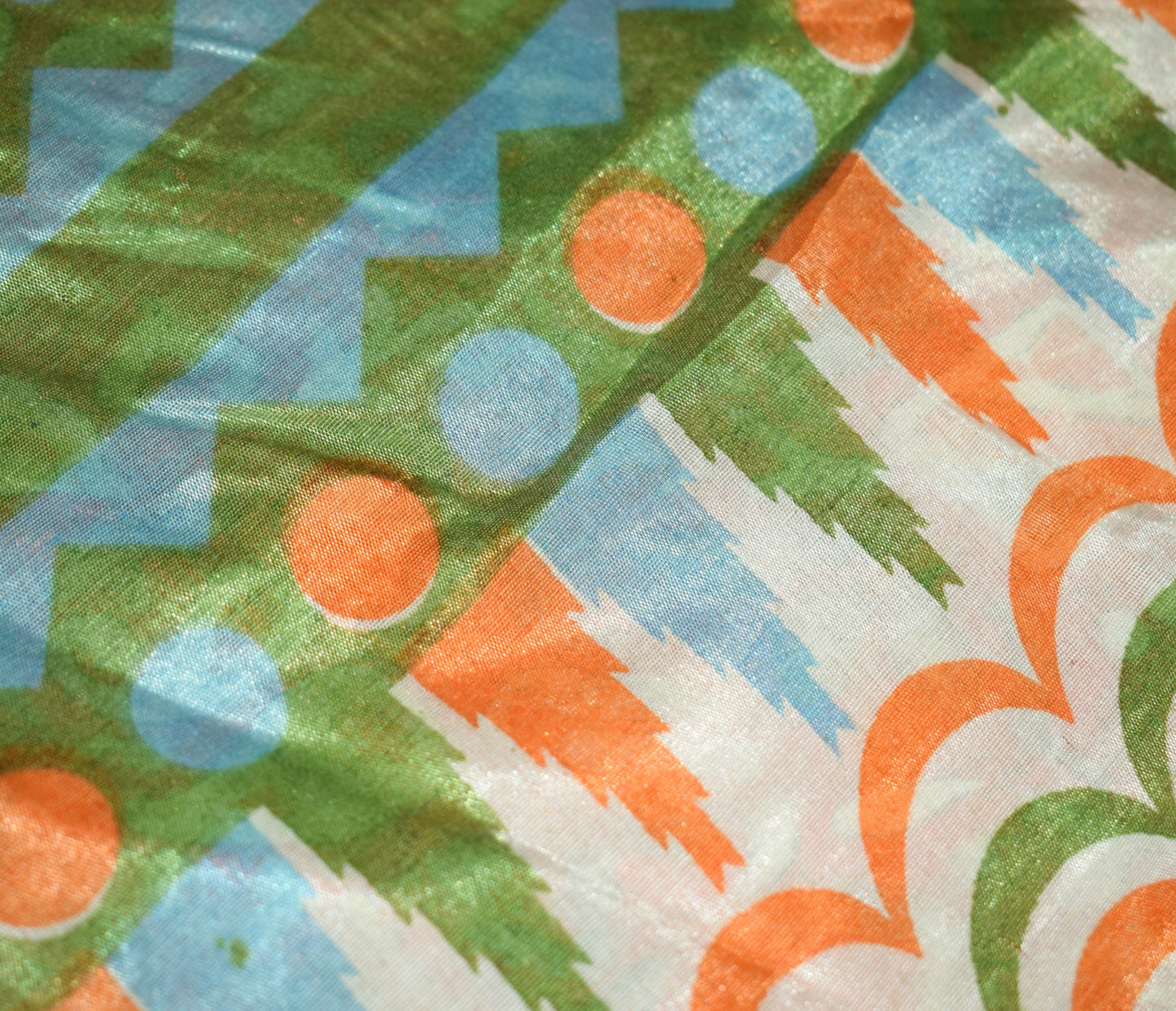 Sushila Vintage Art Silk Saree Green Magic Wrap Reversible Skirt Beach Dress Hippie