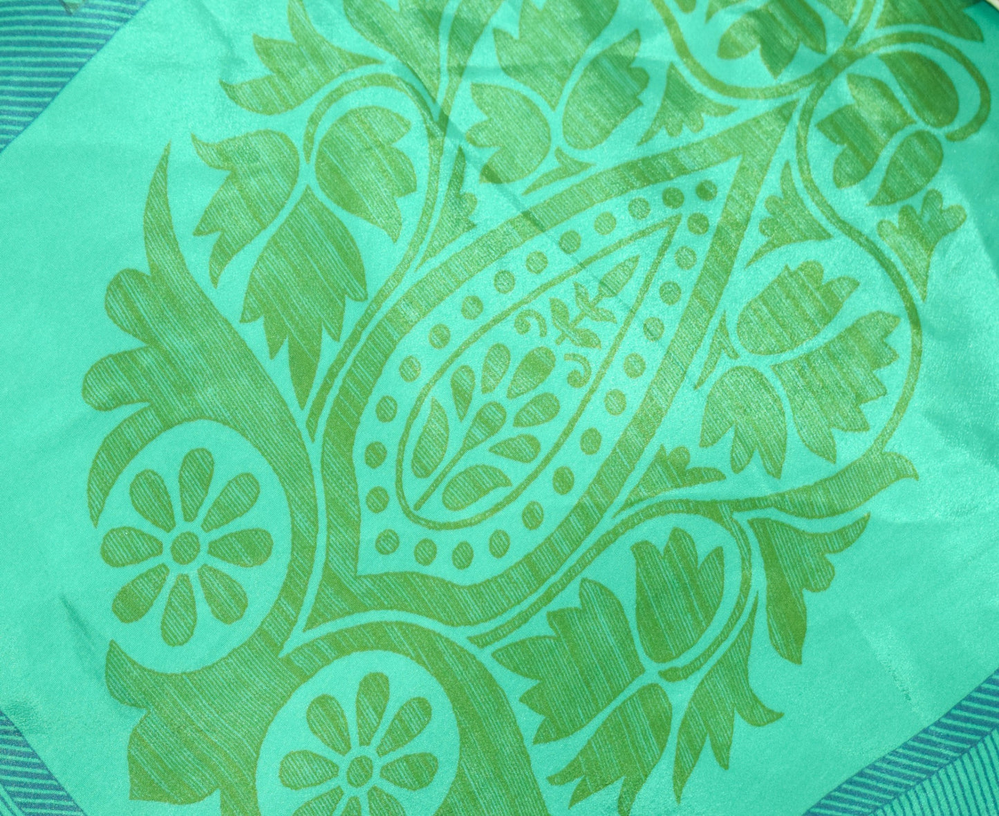 Sushila Vintage Teal Green Saree Magic Wrap Reversible Skirt Art Silk Beach Dress