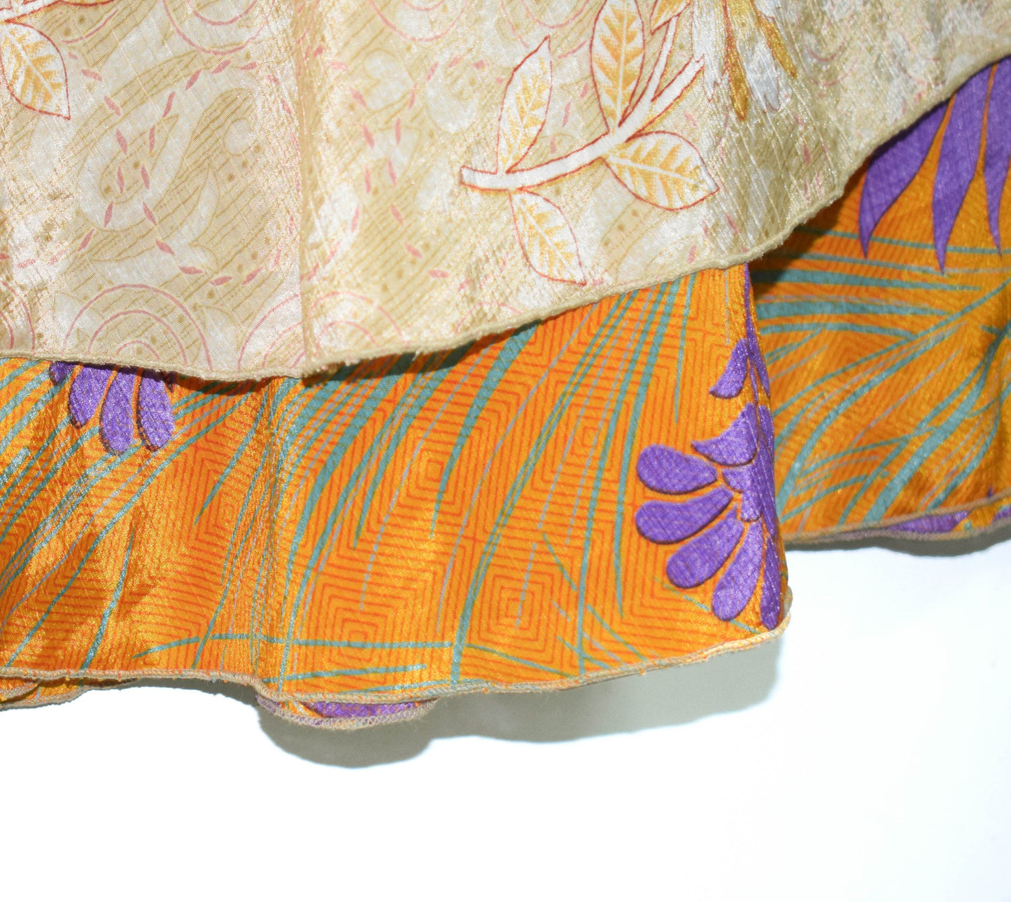 Sushila Vintage Floral Silk Saree Magic Wrap Reversible Skirt Beach Dress Hippie