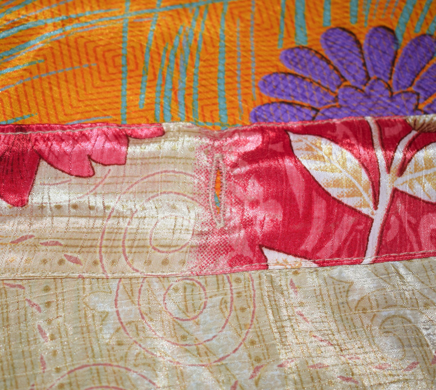 Sushila Vintage Floral Silk Saree Magic Wrap Reversible Skirt Beach Dress Hippie