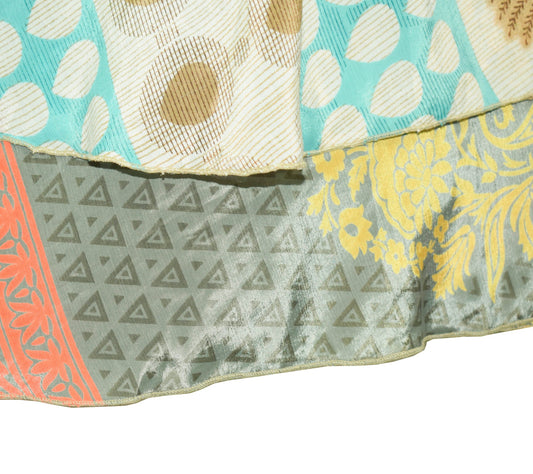 Sushila Vintage Silk Saree Magic Wrap Multi-Color Reversible Skirt Beach Dress
