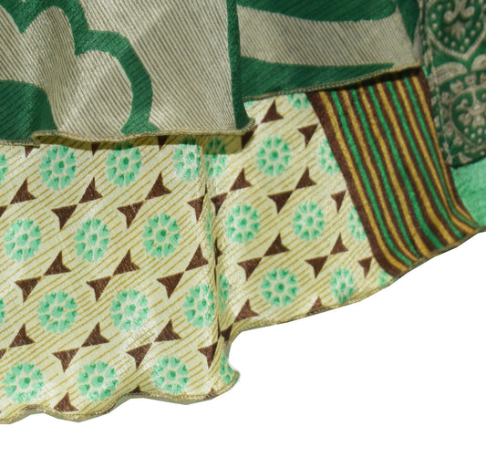 Sushila Vintage Silk Saree Magic Wrap Floral Print Reversible Skirt Beach Dress