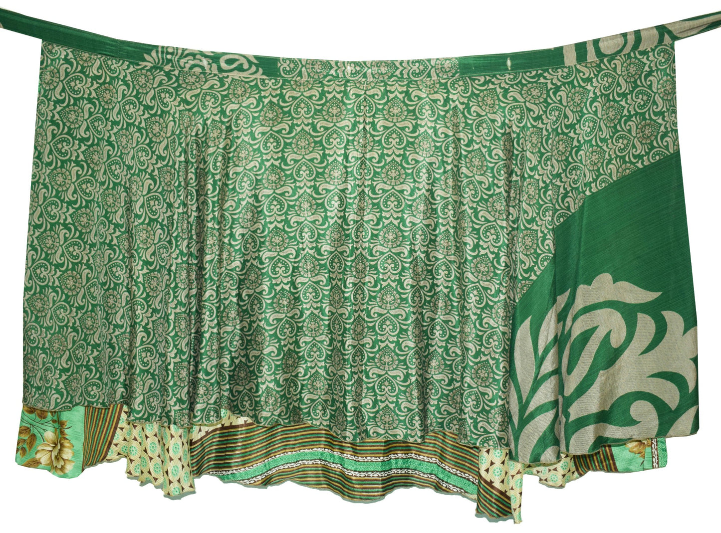 Sushila Vintage Silk Saree Magic Wrap Floral Print Reversible Skirt Beach Dress