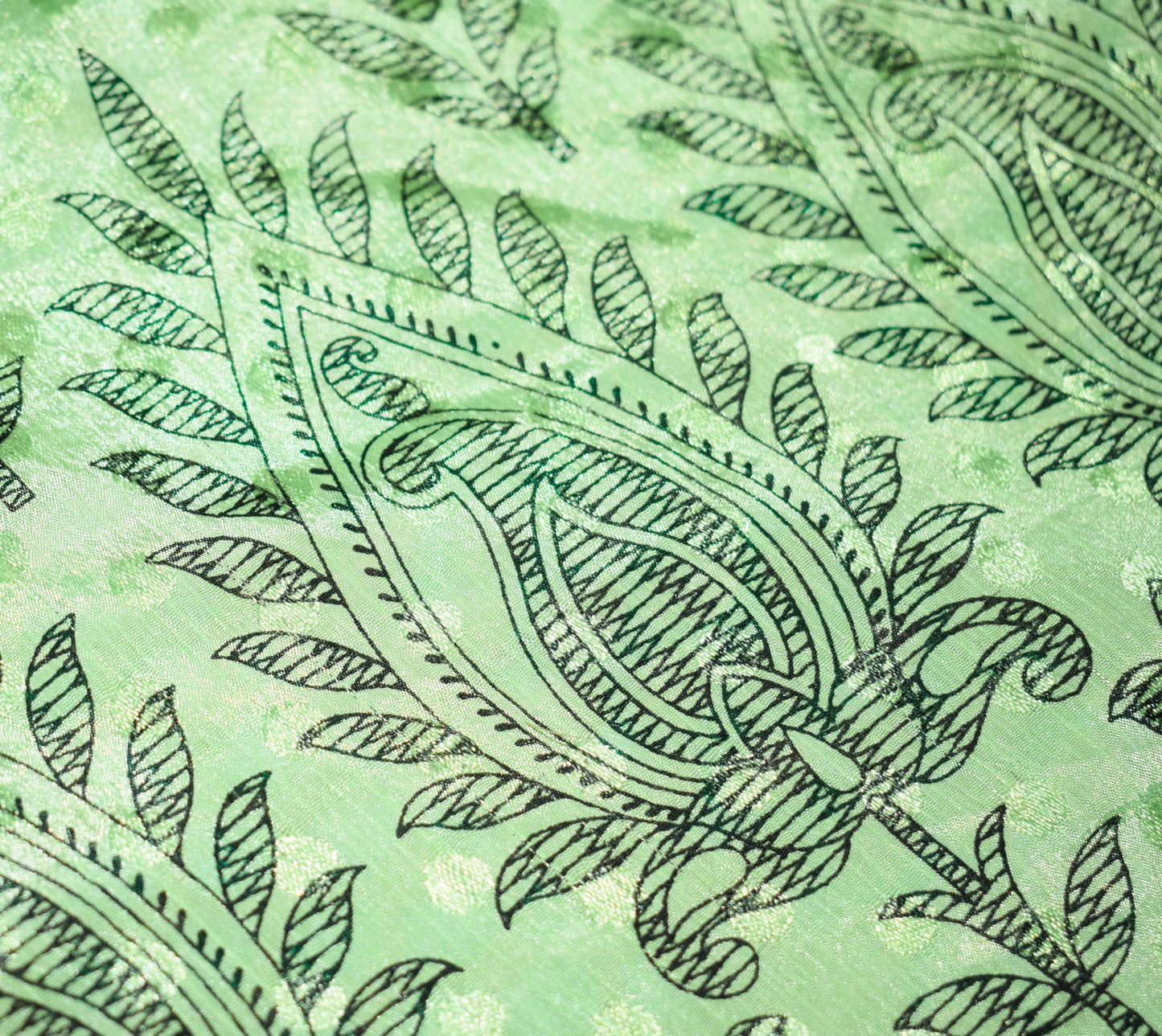 Sushila Vintage Art Silk Saree Magic Wrap Green Floral Reversible Skirt Beach Dress