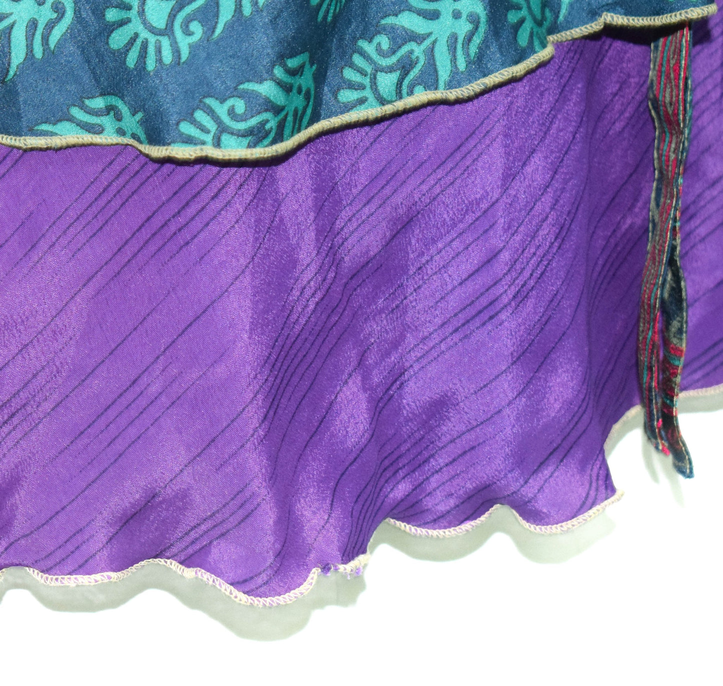 Sushila Vintage Silk Saree Magic Wrap Reversible Skirt Purple Beach Dress Boho