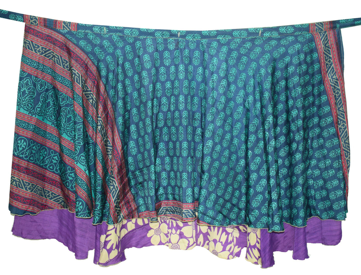 Sushila Vintage Silk Saree Magic Wrap Reversible Skirt Purple Beach Dress Boho