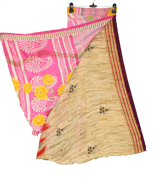 Sushila Vintage Handmade Silk Saree Magic Wrap Reversible Skirt Beach Dress