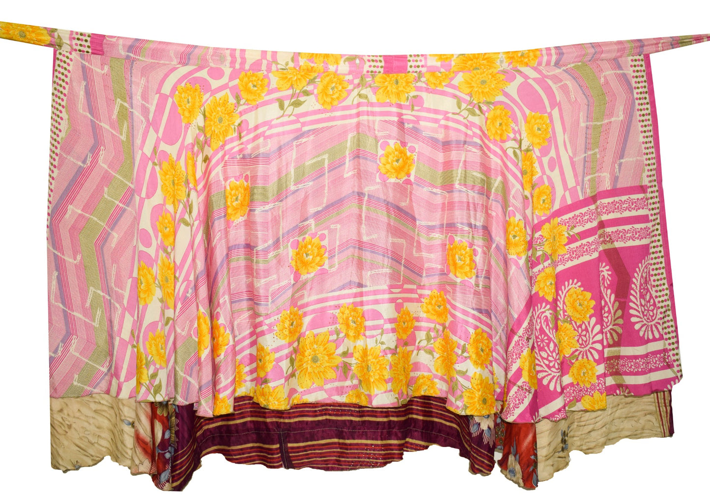 Sushila Vintage Handmade Art Silk Saree Magic Wrap Reversible Skirt Beach Dress