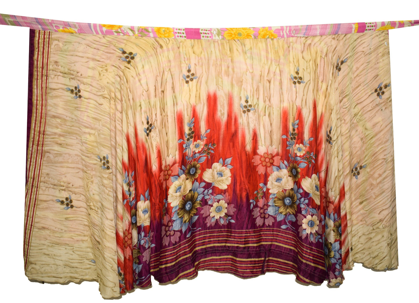 Sushila Vintage Handmade Art Silk Saree Magic Wrap Reversible Skirt Beach Dress