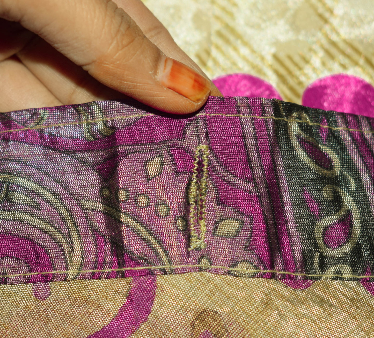 Sushila Vtg Beige Polka Dot Saree Magic Wrap Reversible Skirt Art Silk Beach Dress