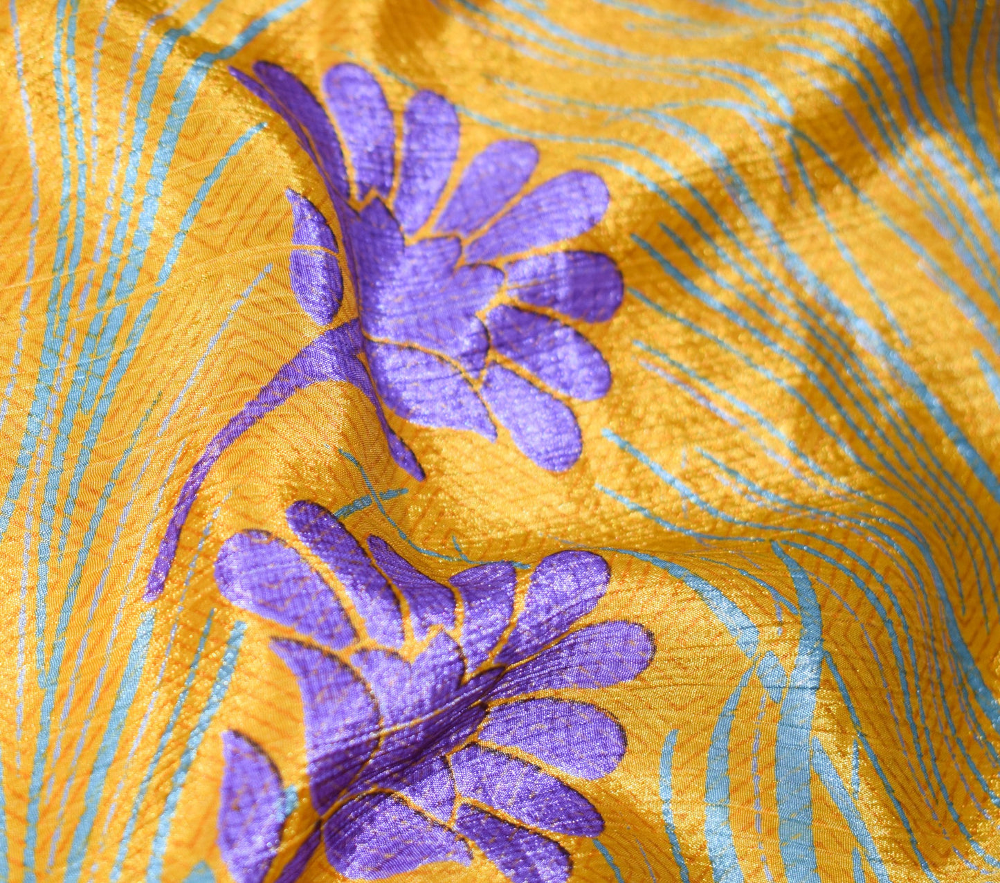 Sushila Vintage Mustard Art Silk Saree Magic Wrap Reversible Skirt Beach Dress Boho