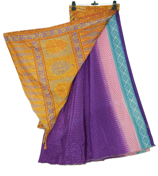 Sushila Vintage Silk Saree Magic Wrap Reversible Skirt Multi-Color Beach Dress