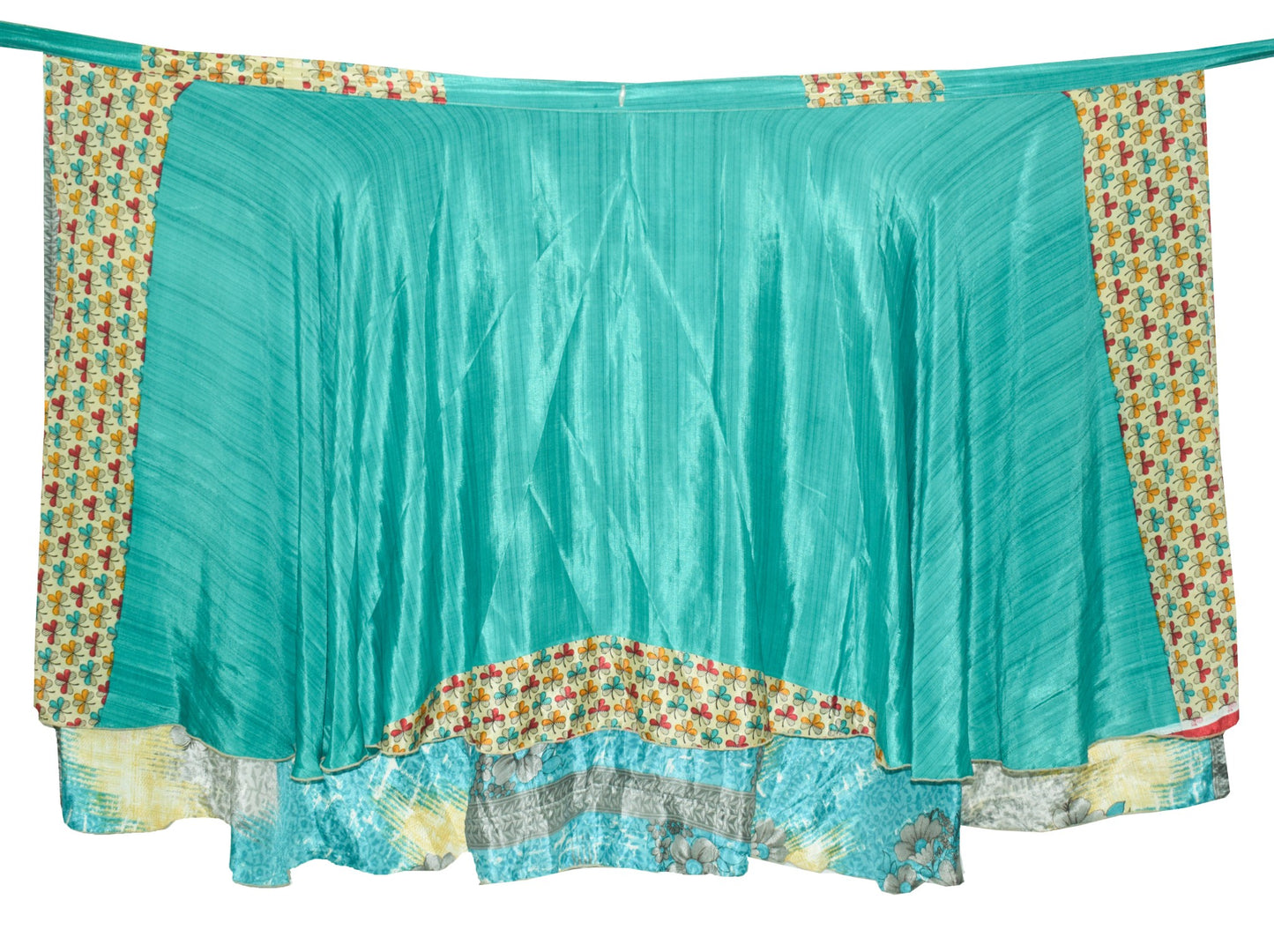 Sushila Vintage Handmade Saree Magic Wrap Reversible Skirt Art Silk Beach Dress Boho