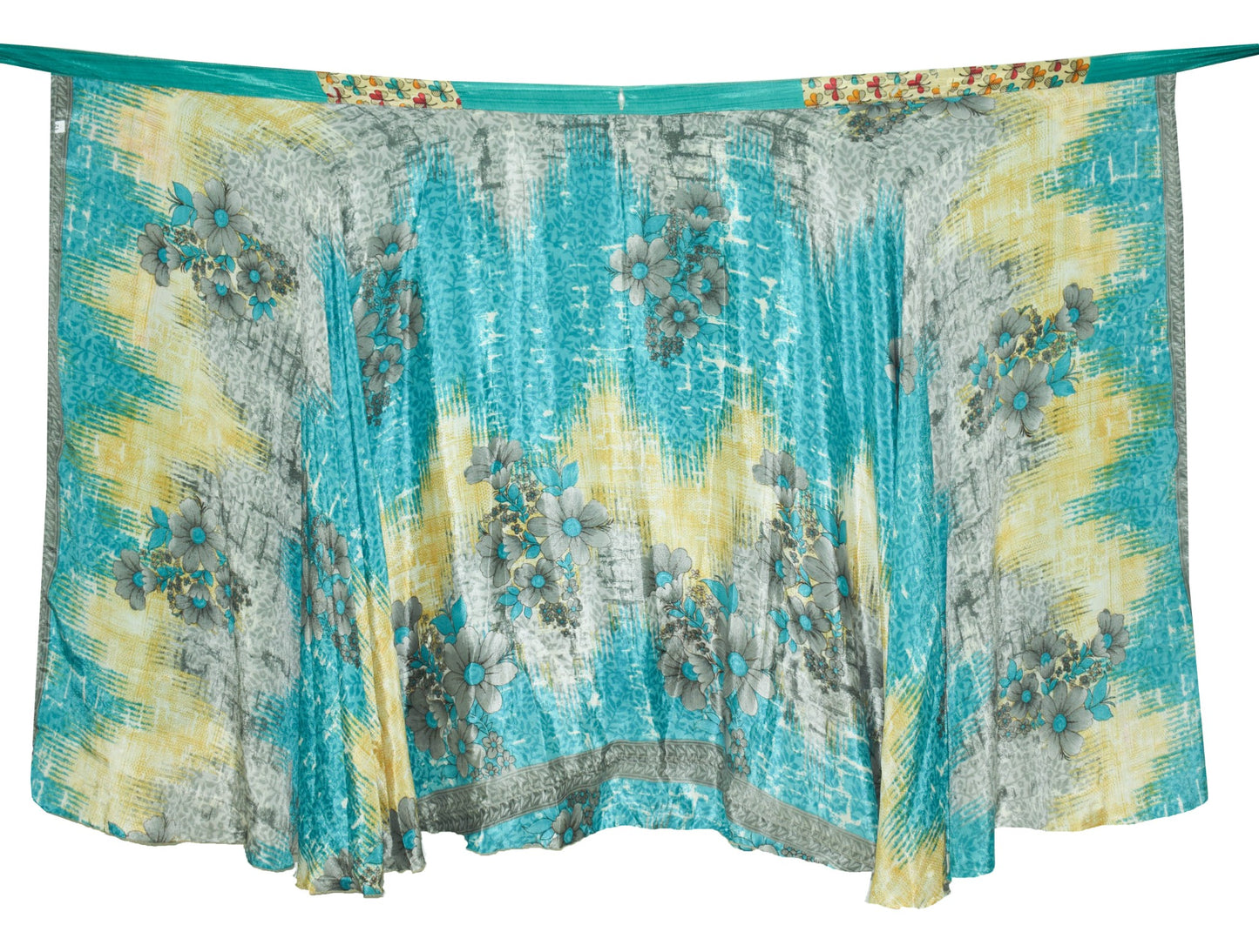 Sushila Vintage Handmade Saree Magic Wrap Reversible Skirt Art Silk Beach Dress Boho
