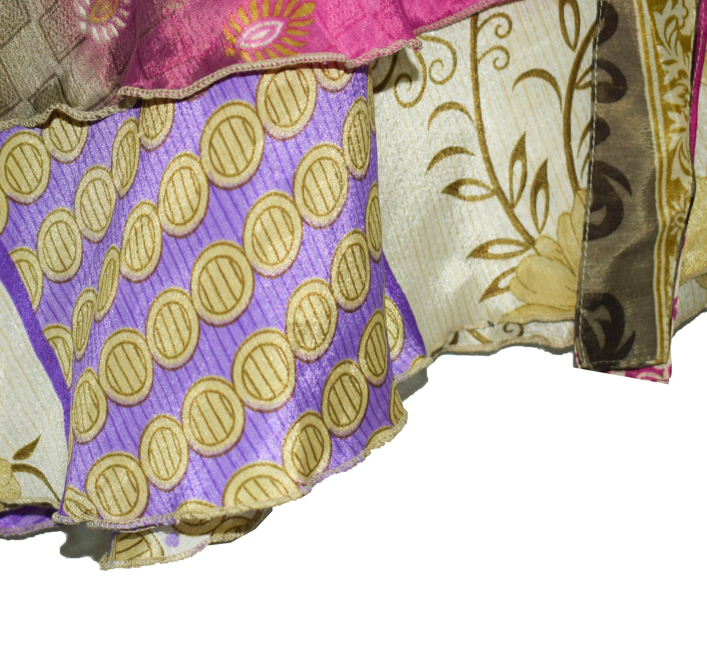Sushila Vintage Art Silk Saree Magic Wrap Reversible Skirt Floral 2 Layer Beach Dress