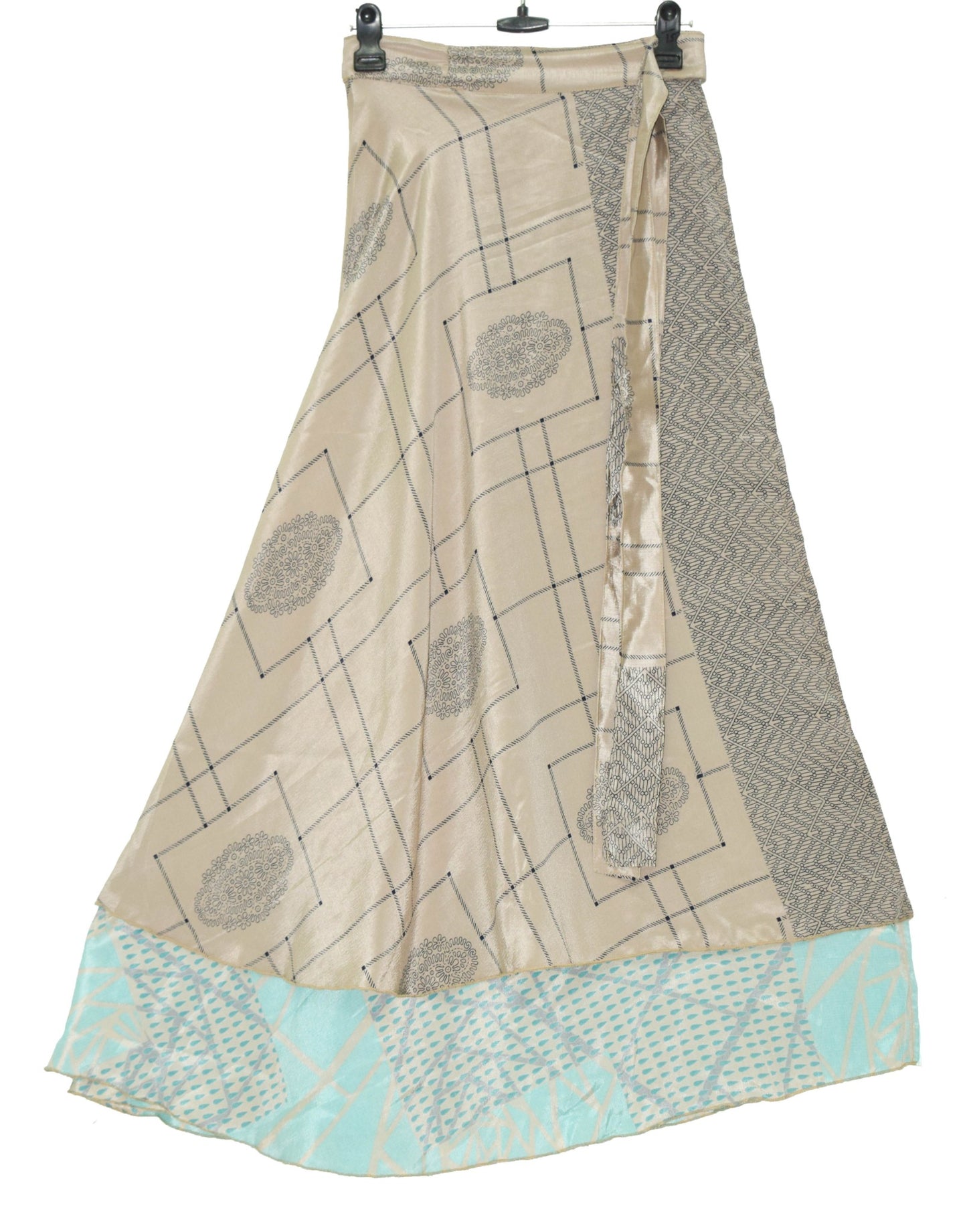 Sushila Vintage Art Silk Saree Magic Wrap Reversible Skirt Handmade Beach Dress