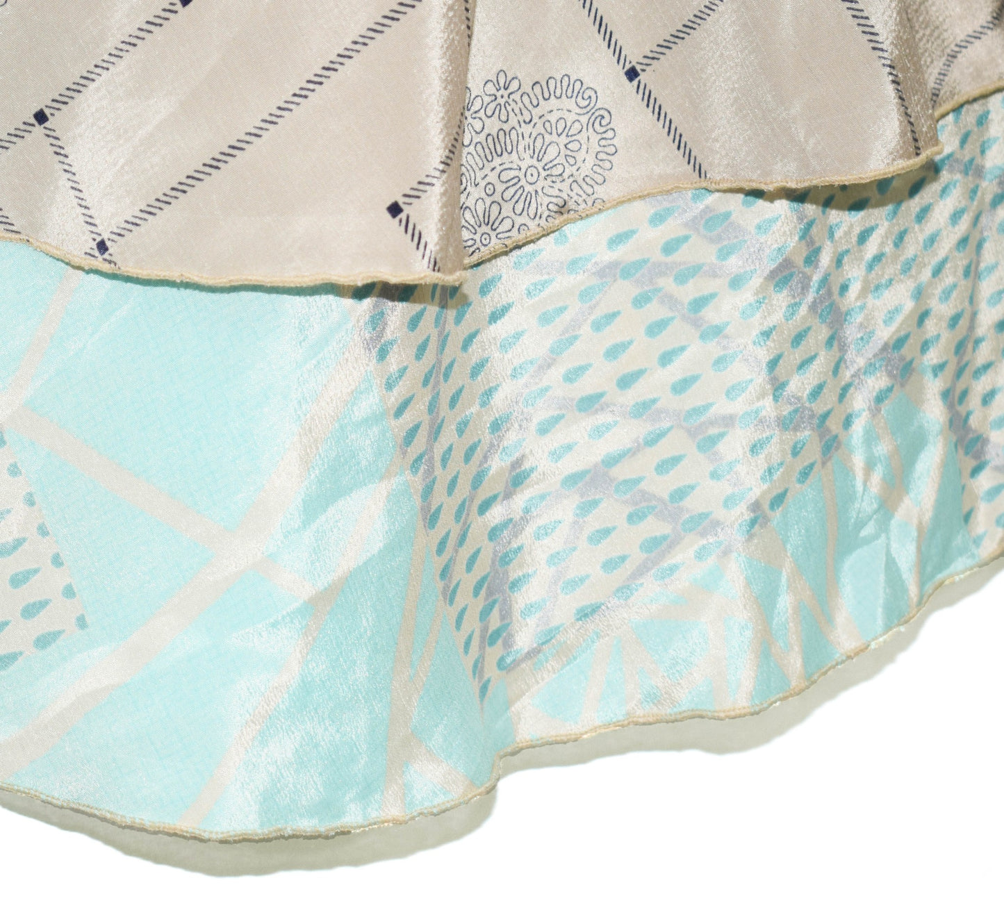 Sushila Vintage Art Silk Saree Magic Wrap Reversible Skirt Handmade Beach Dress