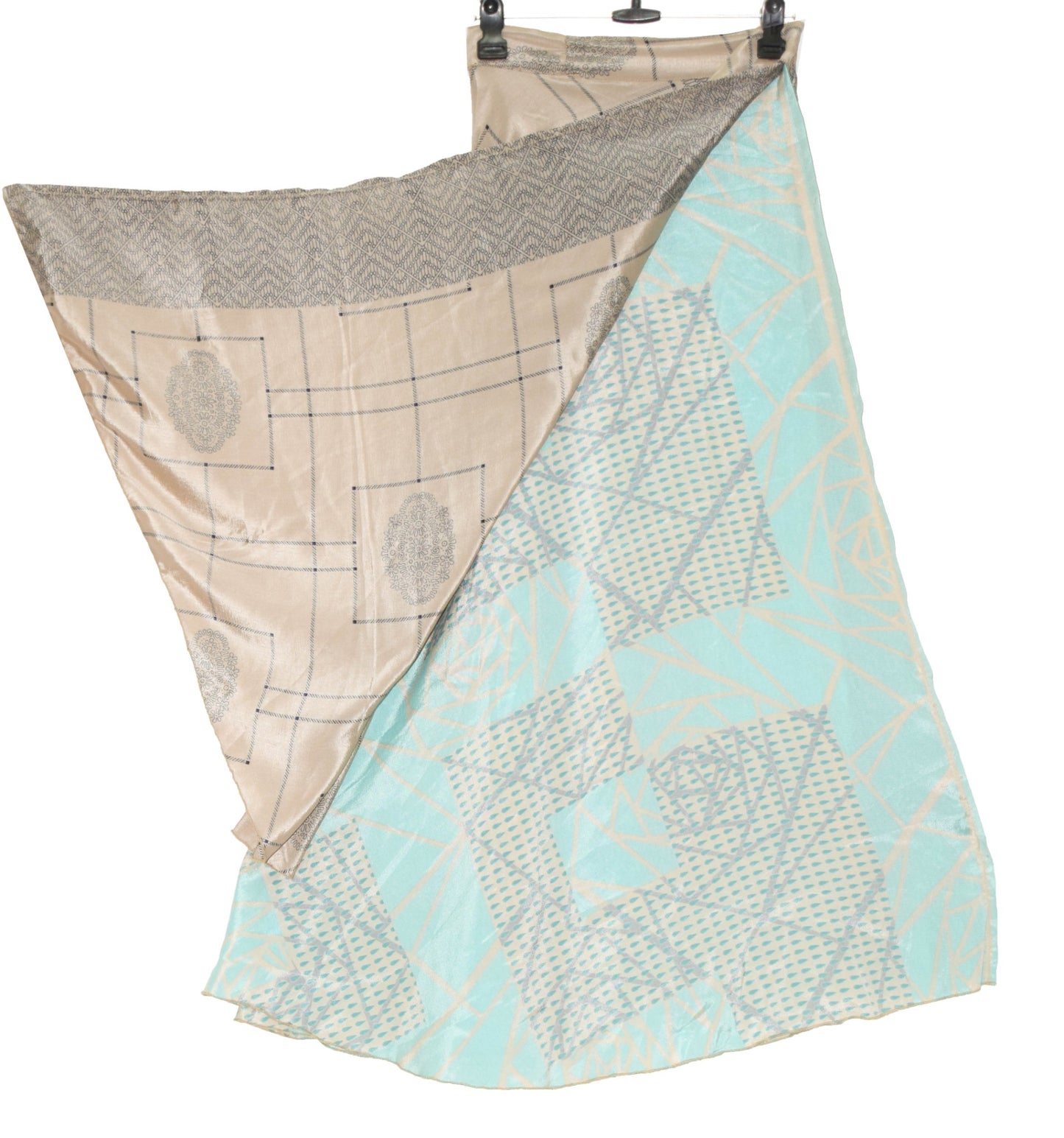 Sushila Vintage Art Silk Saree Magic Wrap Reversible Skirt Handmade Beach Dress