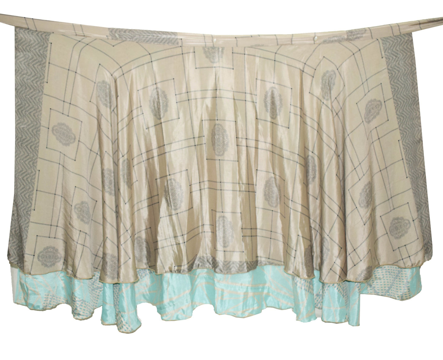 Sushila Vintage Art Silk Saree Magic Wrap Reversible Skirt Handmade Beach Dress