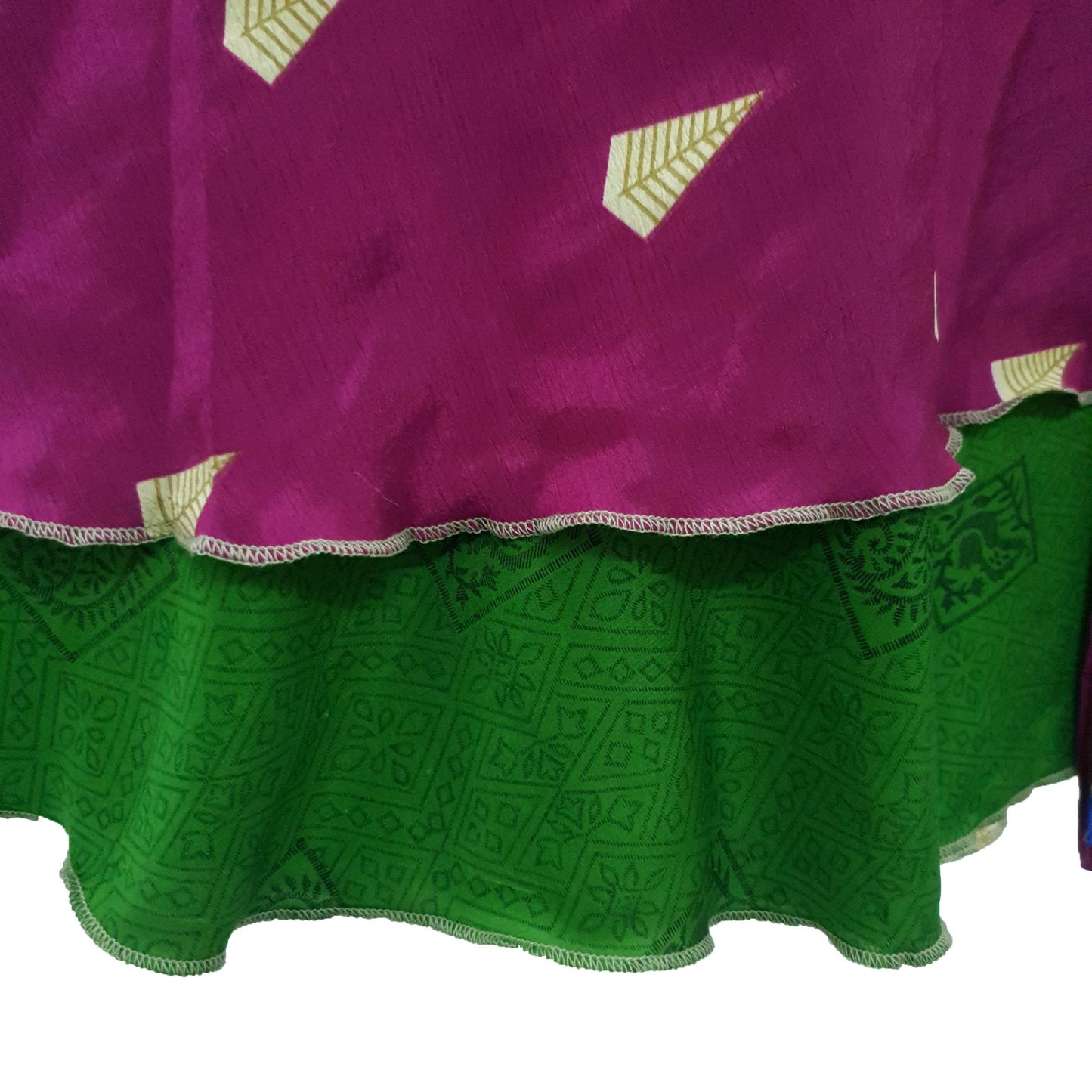 Sushila Vintage Magenta Saree Magic Wrap Reversible Skirt Beach Dress Art Silk Boho