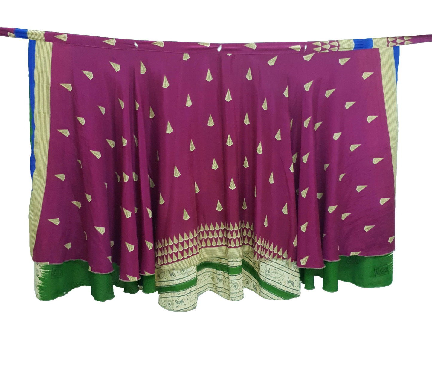 Sushila Vintage Magenta Saree Magic Wrap Reversible Skirt Beach Dress Art Silk Boho