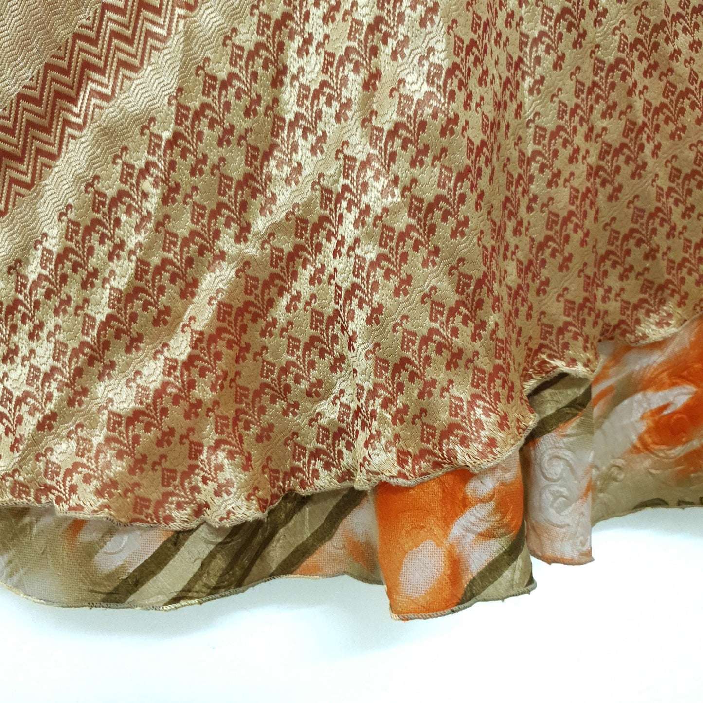 Sushila Vintage Printed Saree Magic Wrap Art Silk Reversible Skirt Beach Dress Boho