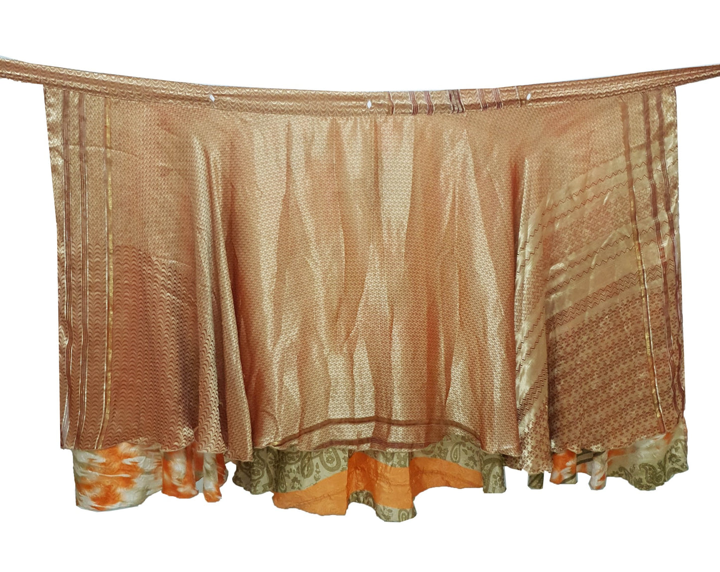 Sushila Vintage Printed Saree Magic Wrap Art Silk Reversible Skirt Beach Dress Boho