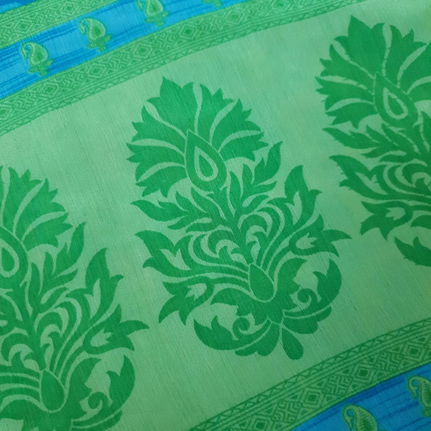 Sushila Vintage Art Silk Saree Magic Wrap Green Boho Reversible Skirt Beach Dress