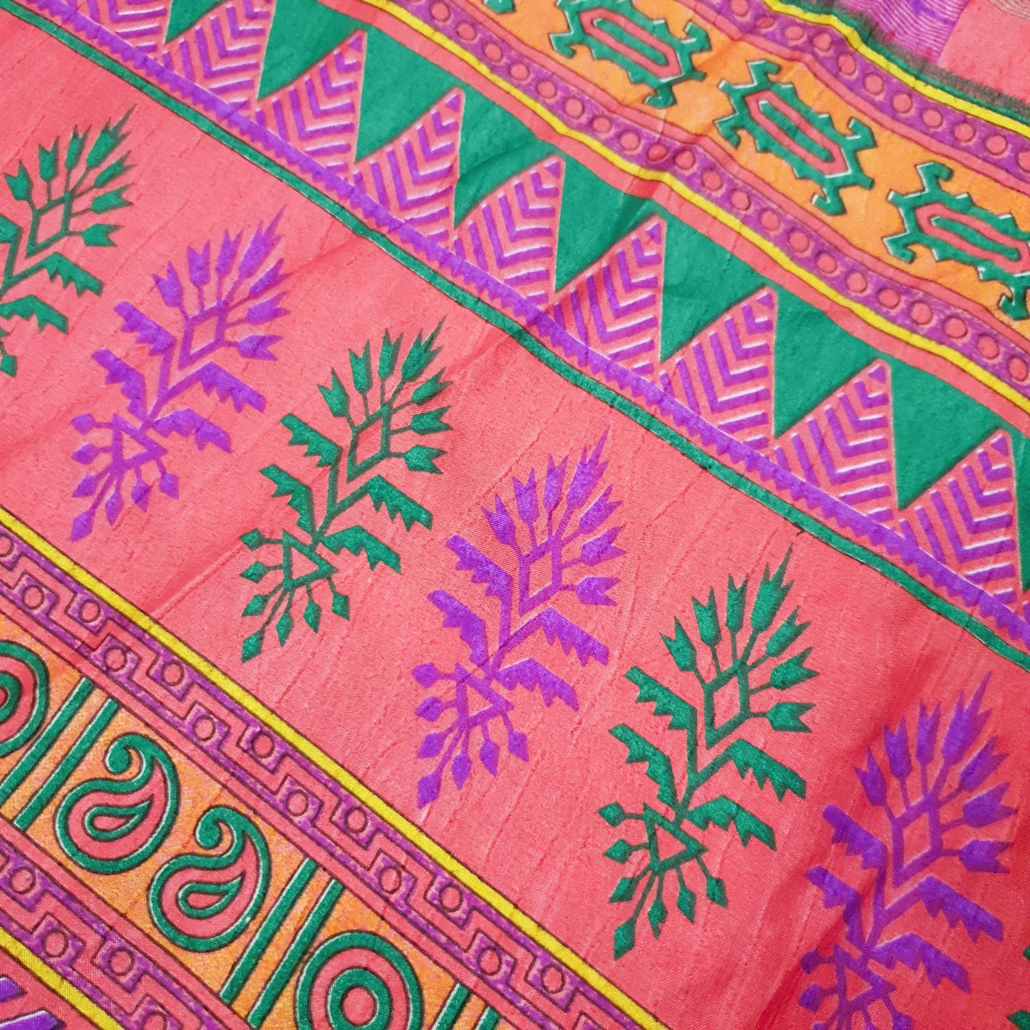 Sushila Vintage Art Silk Saree Magic Wrap Floral Reversible Skirt Beach Dress Hippie