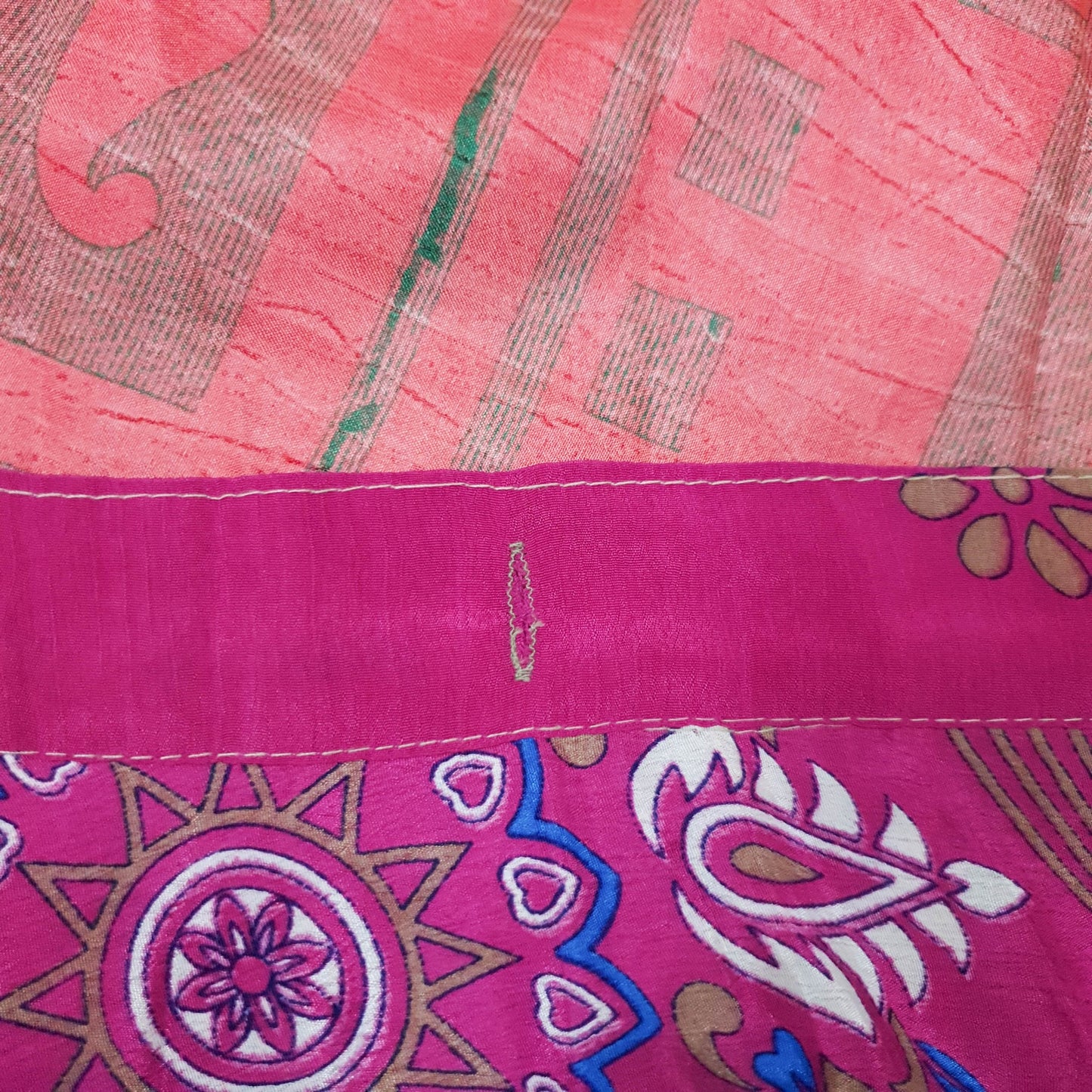 Sushila Vintage Art Silk Saree Magic Wrap Floral Reversible Skirt Beach Dress Hippie