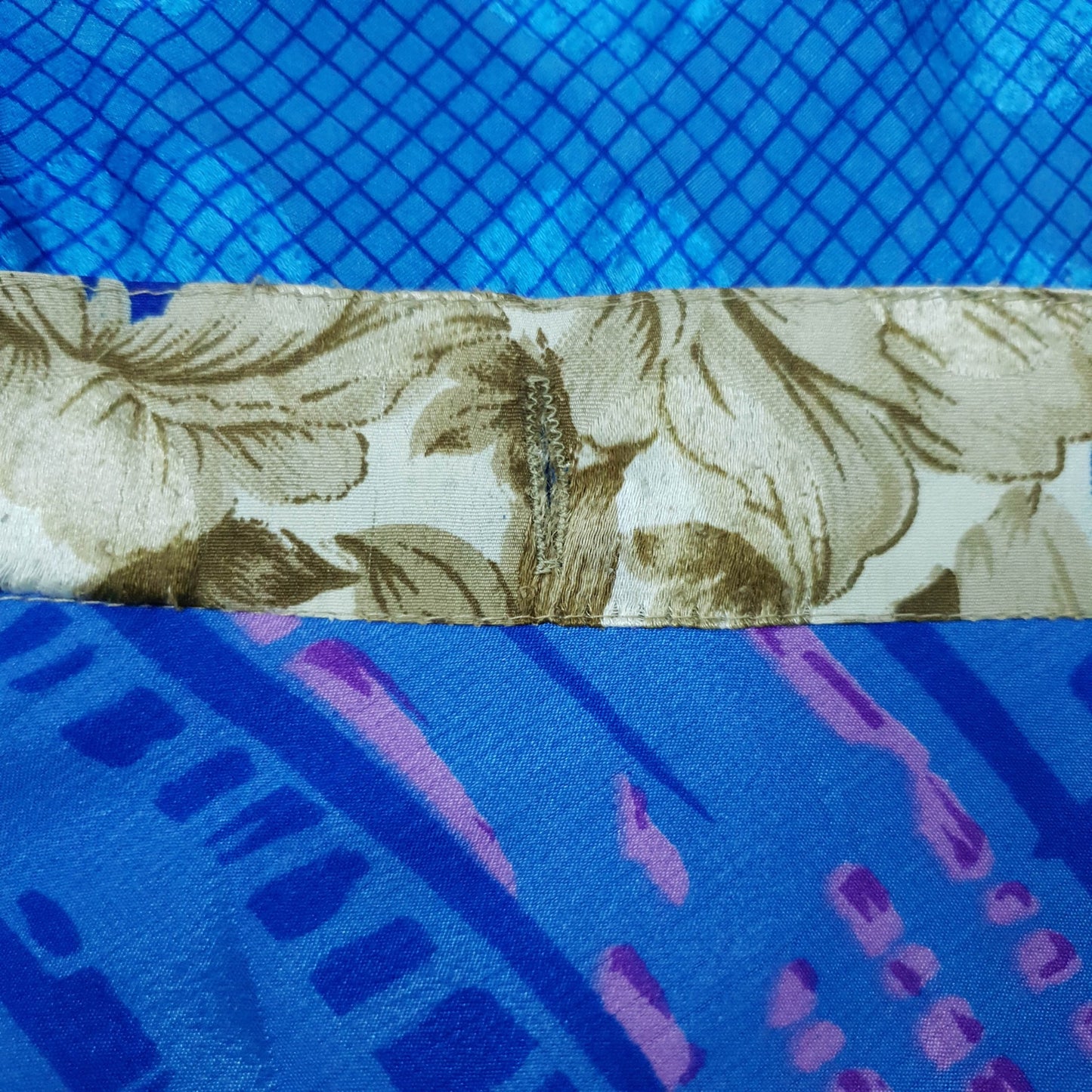 Sushila Vintage Blue Art Silk Saree Magic Wrap Reversible Skirt 2 Layer Beach Dress
