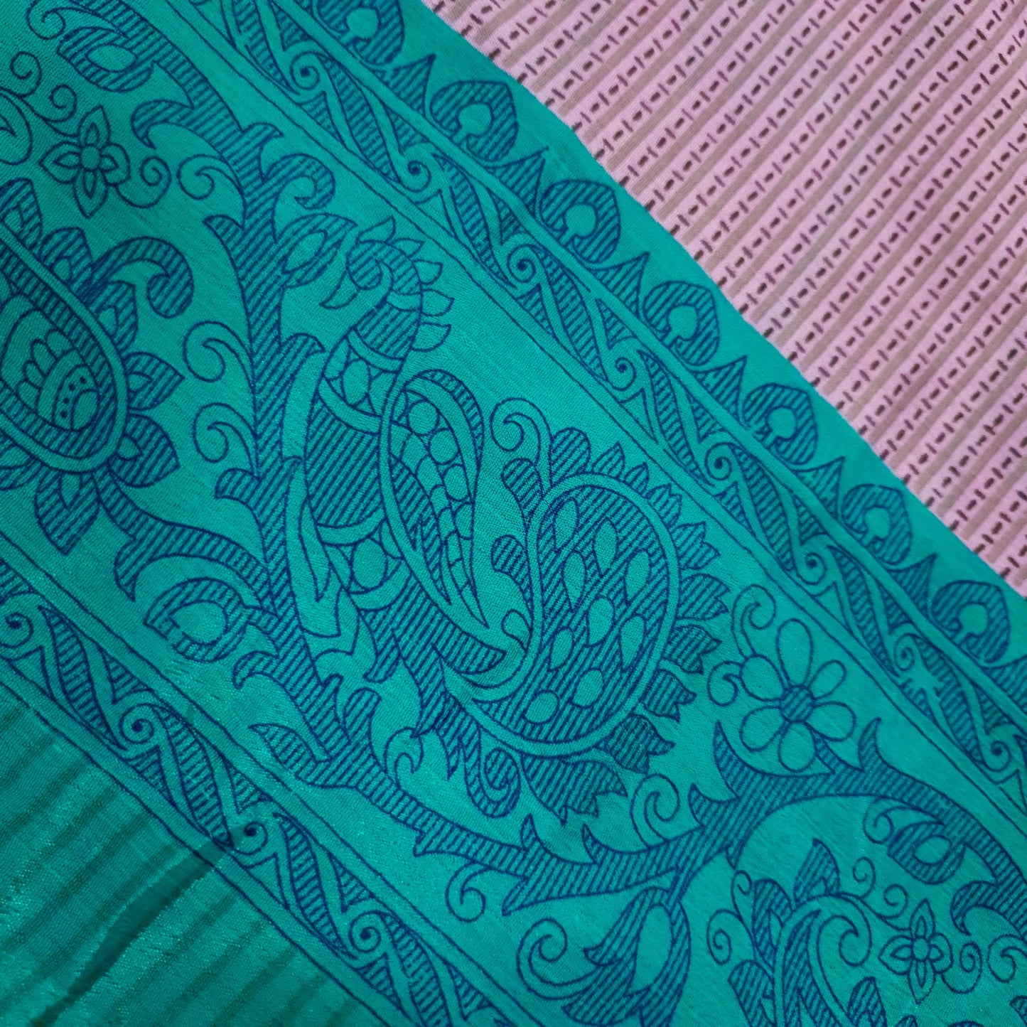 Sushila Vintage Art Silk Saree Magic Wrap Reversible Skirt Handmade Beach Dress Boho